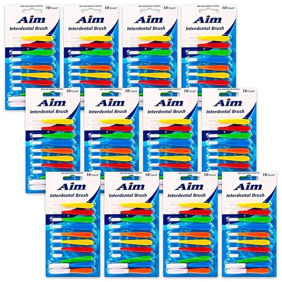 120 pc + 24 Caps AIM Interdental Brushes Dental Brush Floss Removes Plaque